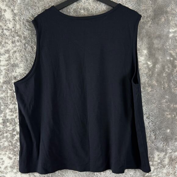 LL Bean Plus Size 3X Supima Cotton Casual Top Black Sleeveless Pullover - Picture 3 of 6